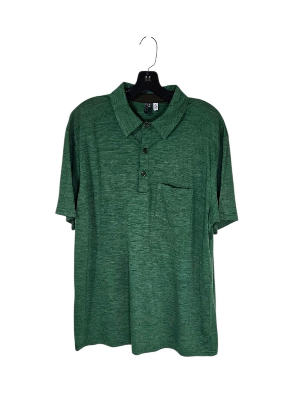 Ibex Heather Green Short Sleeve Polo Men's Large Outdoor Wool